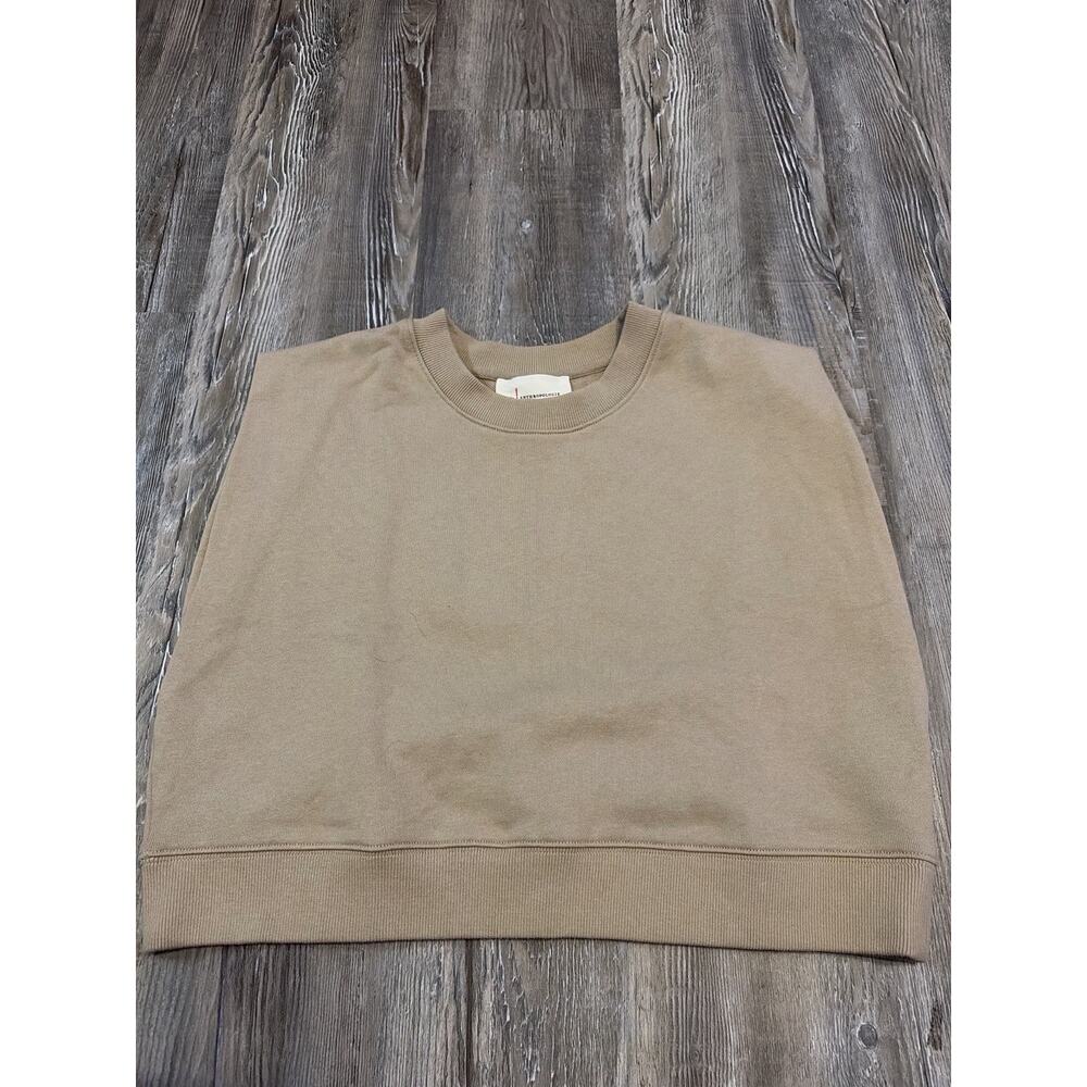 Anthropologie Beige Cropped Sweatshirt Womens XS Boxy Crewneck Minimalist